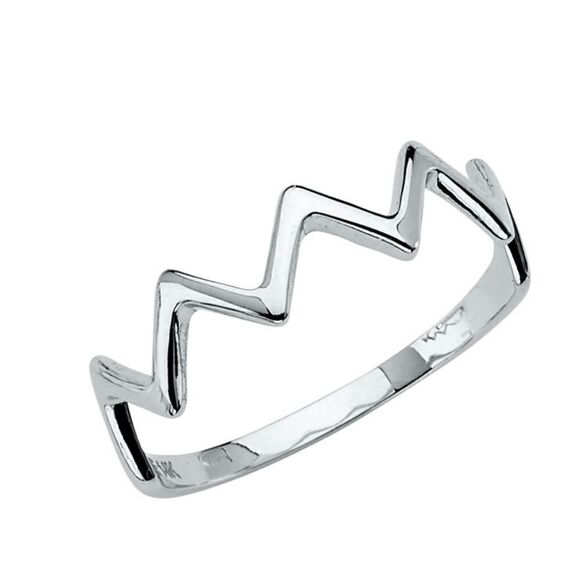 14k real white gold Thunder ring size 7 NEW